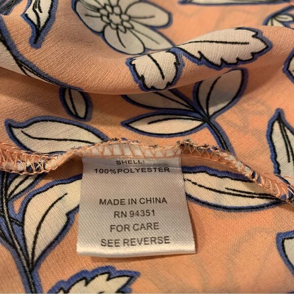 Joy Joy Top L  Cottagecore Boho Floral Print Smocked Casual Faux Wrap Blouse - Picture 4 of 6